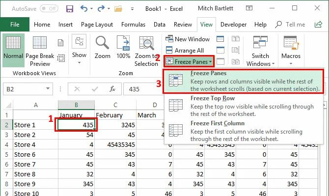 Zablokuj lub odblokuj okienka, kolumny i wiersze w Excel