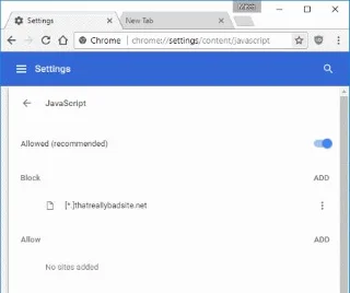 GoogleChromeでJavaScriptを有効または無効にする