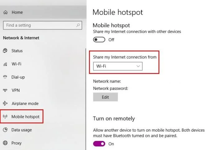 Cách tạo điểm phát sóng WiFi trong Windows 10