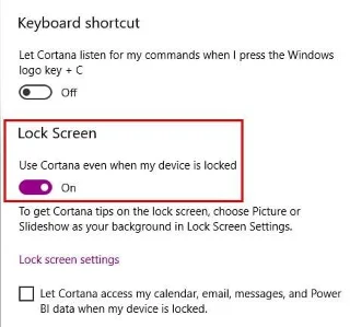 Cómo desactivar la pantalla de bloqueo de Cortana en Windows 10