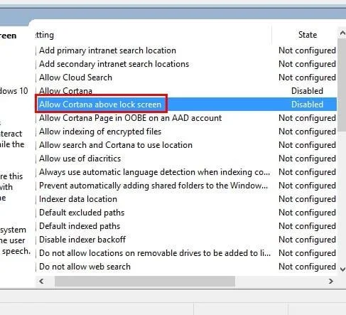 Cómo desactivar la pantalla de bloqueo de Cortana en Windows 10