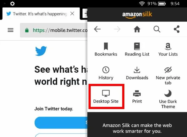 Cách xem các trang web trên máy tính để bàn trên Kindle Fire