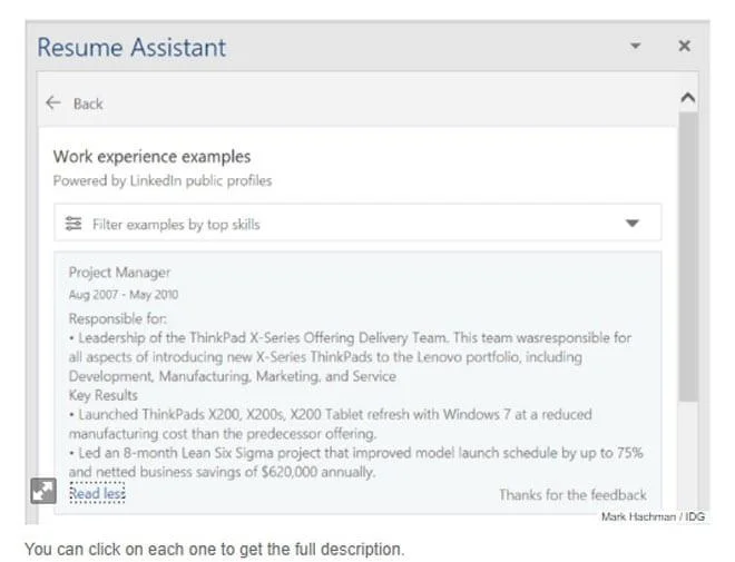 Użyj Asystenta CV w Microsoft Word, aby uzyskać nową pracę na LinkedIn