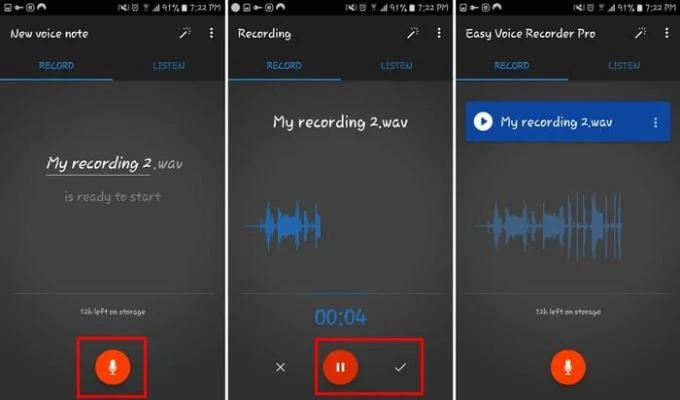 Easy Voice Recorder Pro: Hướng dẫn cơ bản