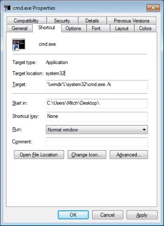 Windows: Tạo Command Prompt mở đến vị trí thư mục cụ thể