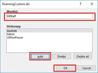 Dodaj słowa do słownika w programie Word 2016