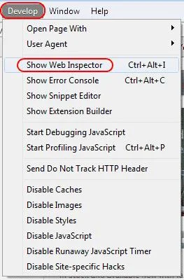 Mostrar inspector web en Safari