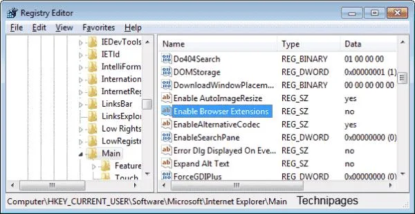 Ativar / desativar extensões e complementos do Internet Explorer