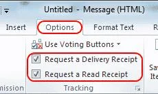 Włącz potwierdzenie odczytu wiadomości e-mail w programie Outlook 2019/2016