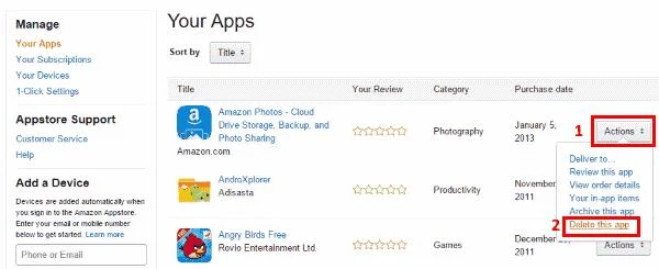 Apps verwijderen van Kindle Fire