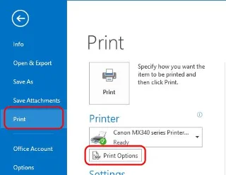 Outlook 2019/365: Imprimir anexos de e-mail sem abrir a mensagem