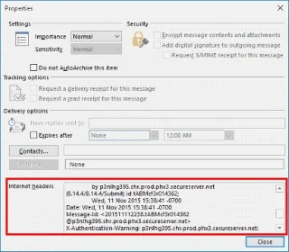 Como visualizar cabeçalhos completos de mensagens no Outlook 2019/2016