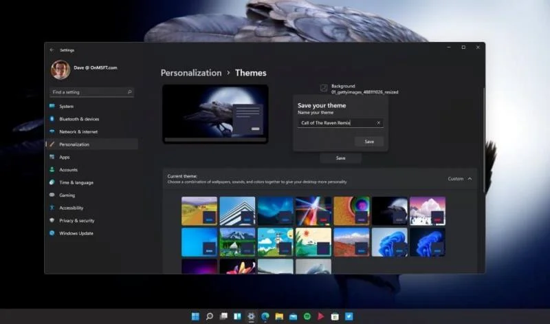 Как изменить тему, цвета и звуки в Windows 11