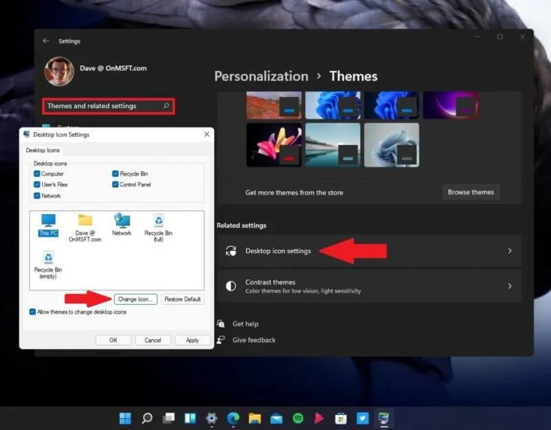 Изменение значков в Windows 11