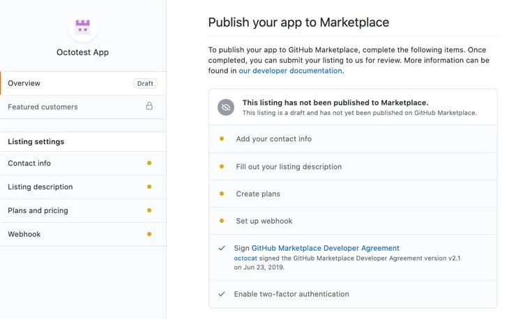 Memulai dengan GitHub Marketplace: cara membuat daftar aplikasi dan alat Anda