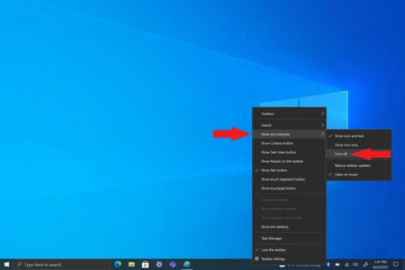 Как легко отключить новости и интересы в Windows 10