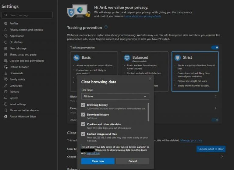 Gérer historique Microsoft Edge