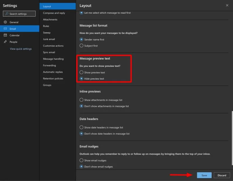 Come ottenere un layout della posta in arrivo più compatto nell'app Web di Outlook