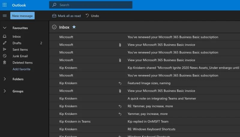 Come ottenere un layout della posta in arrivo più compatto nell'app Web di Outlook