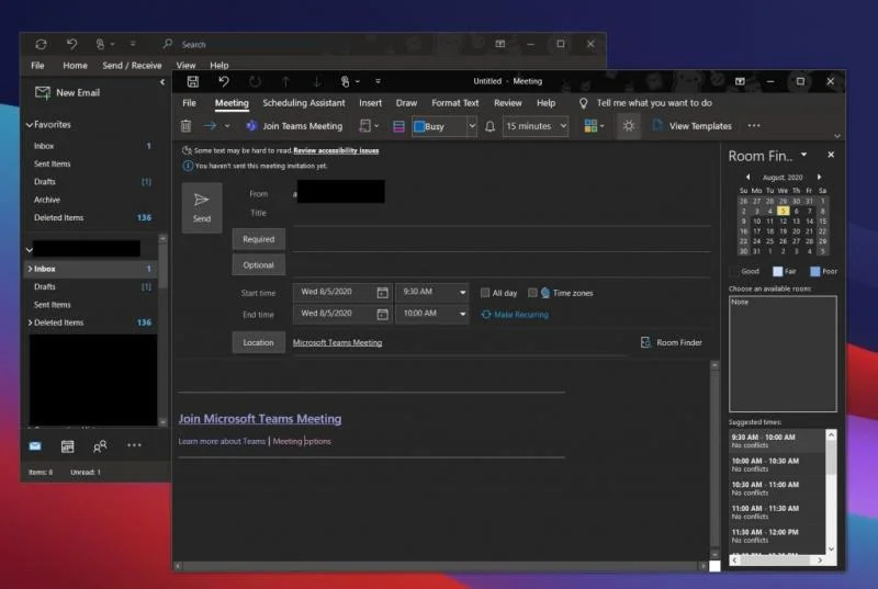 Outlook에서 Microsoft Teams 모임을 설정하는 방법