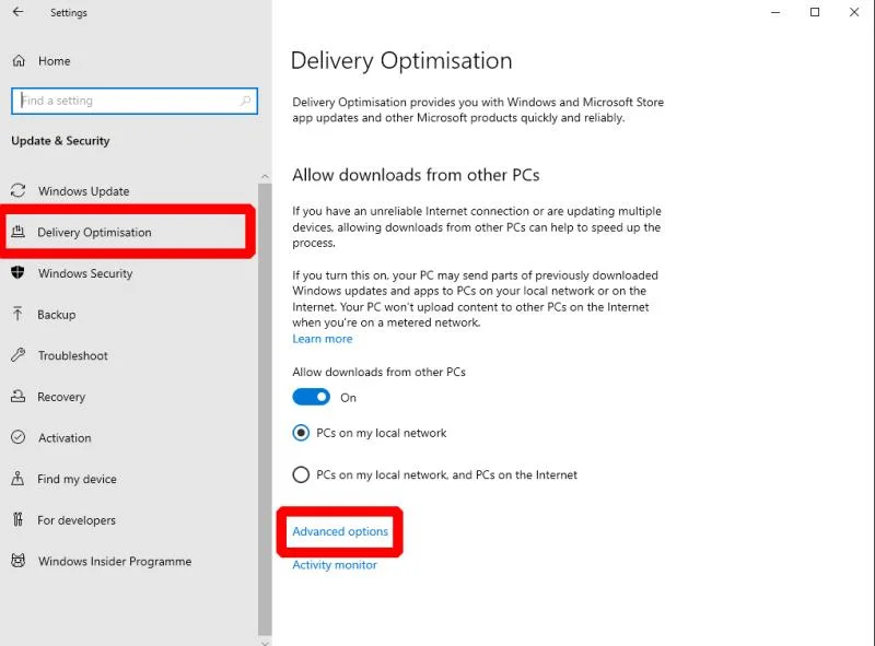 Cách đặt giới hạn băng thông Windows Update