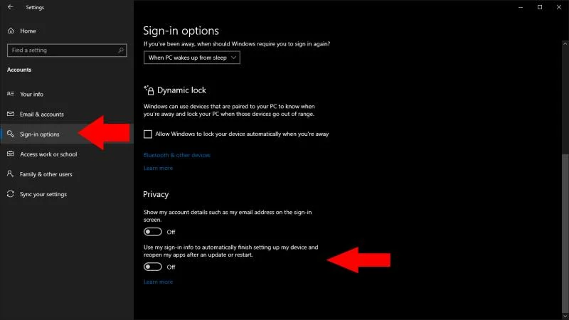 Come impedire a Windows 10 di riavviare le app dopo l'accesso
