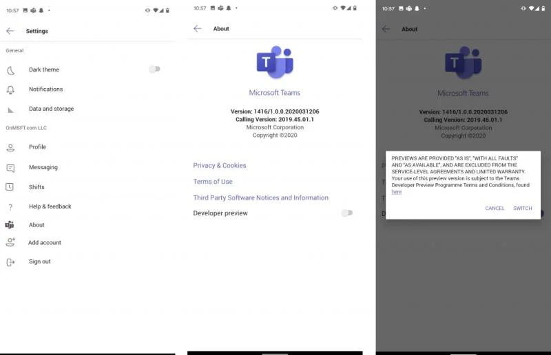 Cách tham gia bản xem trước dành cho nhà phát triển Microsoft Teams trên máy tính để bàn và thiết bị di động