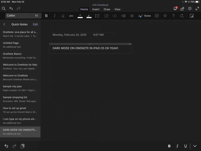 Mac、Windows、iOS、AndroidのOneNoteでダークモードをオンにする方法