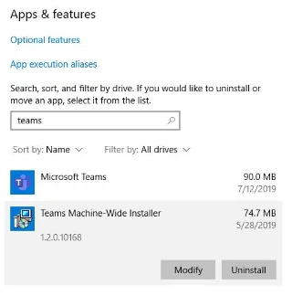 MicrosoftTeamsを完全にアンインストールする方法