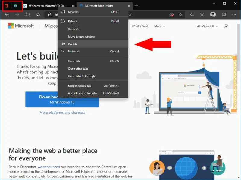 Come utilizzare le schede bloccate in Microsoft Edge Insider