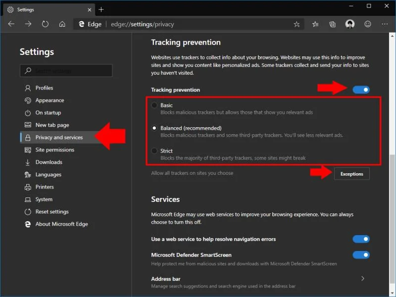 Come utilizzare la prevenzione del tracciamento in Edge Insider