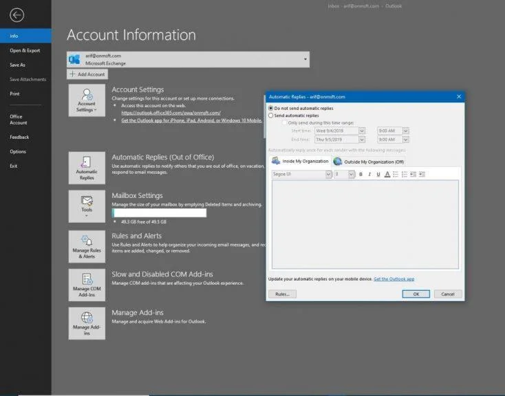 Cách thiết lập và quản lý tài khoản email của bạn trong Outlook trong Office 365