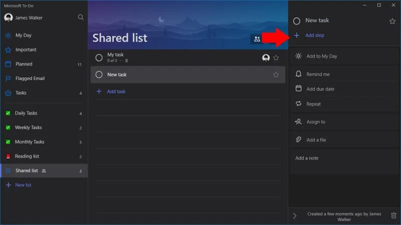Cách tạo nhiệm vụ phụ trong Microsoft To-Do