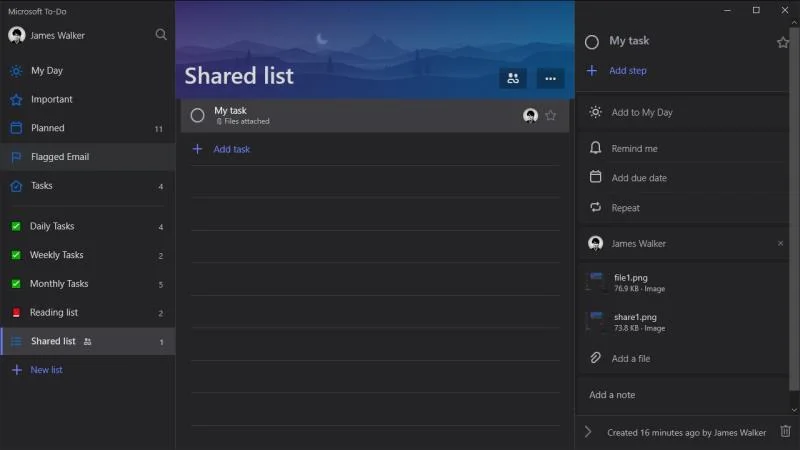 Uploadvorgang in Microsoft To-Do