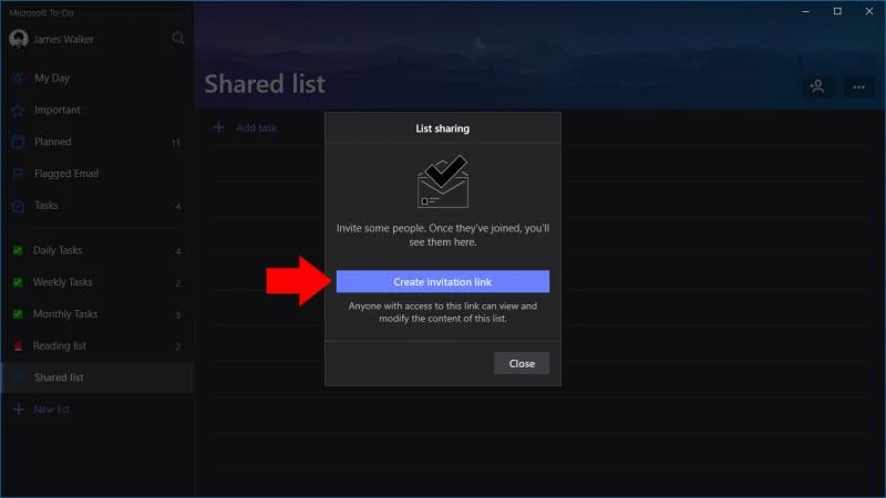 Cách tạo và sử dụng danh sách được chia sẻ trong Microsoft To-Do