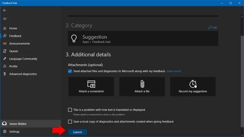 Cách gửi phản hồi về Windows 10