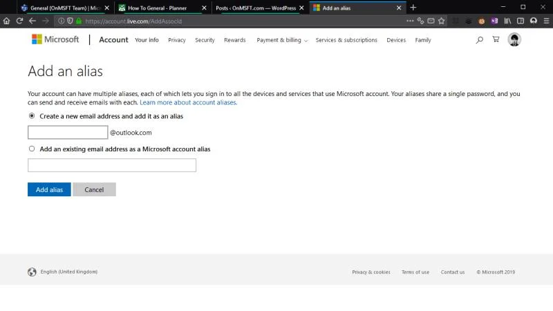 Cách tạo bí danh email cho tài khoản Outlook.com của bạn