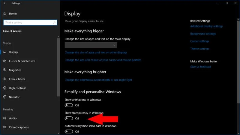 Cách tắt hiệu ứng trong suốt của Fluent Design trong Windows 10