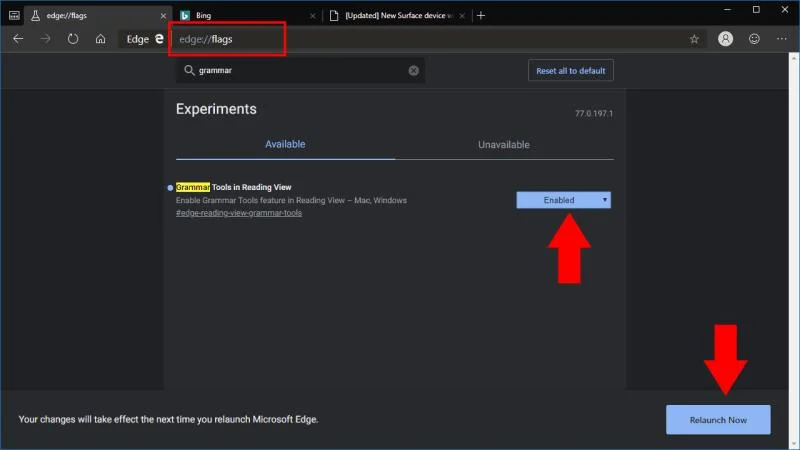 EdgeInsiderの閲覧ビューで文法ツールを有効にする方法