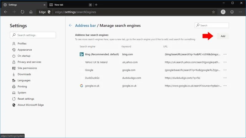 Cách thay đổi công cụ tìm kiếm mặc định của bạn trong Microsoft Edge Dev
