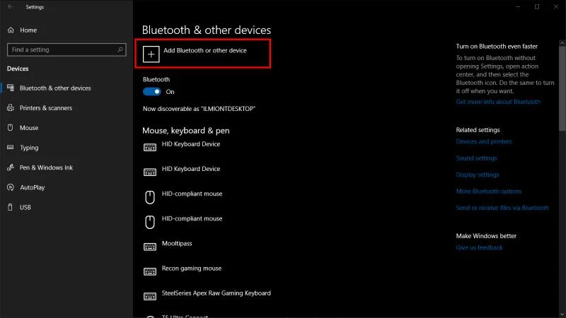 Windows 10PCからBluetooth経由でファイルを送信する方法