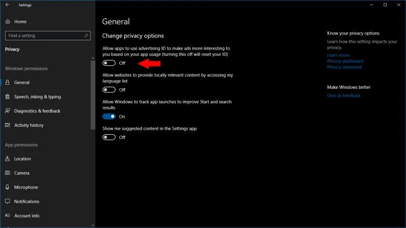 Come impedire alle app di Windows 10 di visualizzare annunci personalizzati