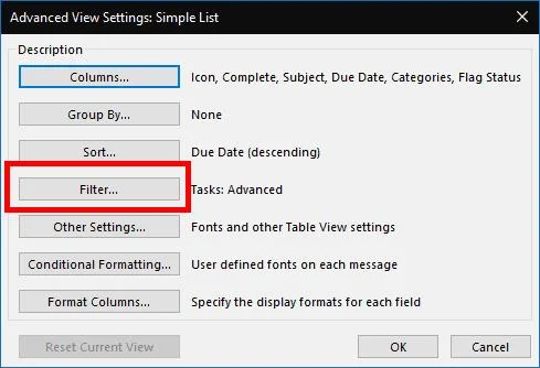 Cách ẩn các tác vụ Outlook với Ngày bắt đầu trong tương lai