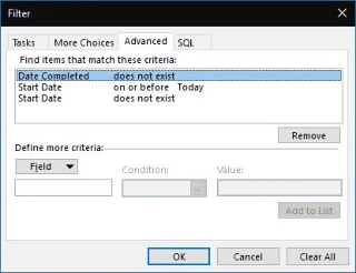 Cách ẩn các tác vụ Outlook với Ngày bắt đầu trong tương lai