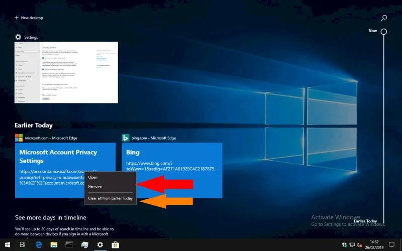 Come rimuovere la cronologia della cronologia di Windows 10