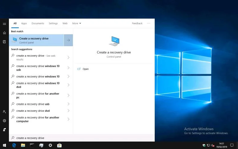 Cách tạo ổ đĩa khôi phục Windows 10