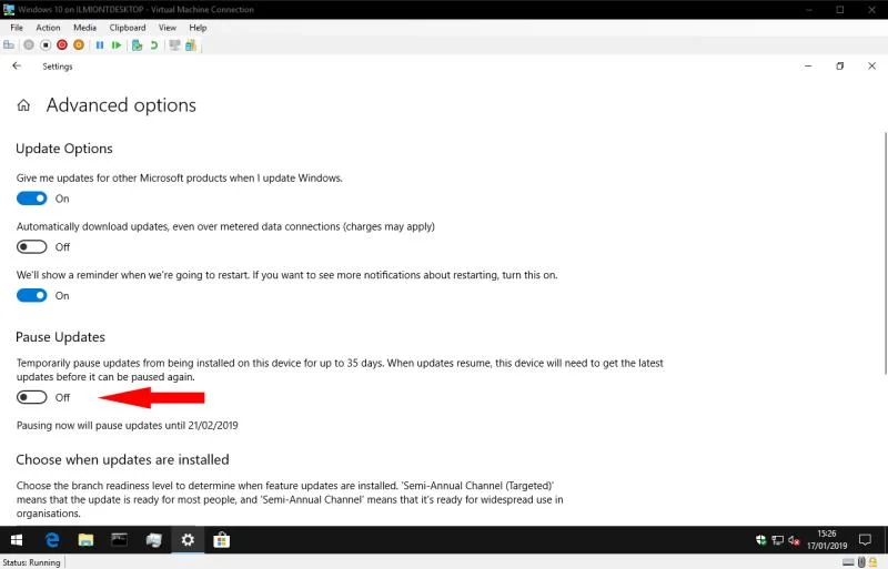 Windows10の自動更新を一時停止する方法