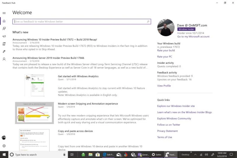 Come inviare feedback utili al programma Windows Insider
