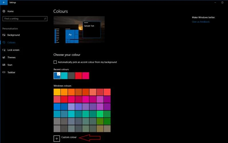 Cách đặt màu nhấn của riêng bạn trong Windows 10 Creators Update