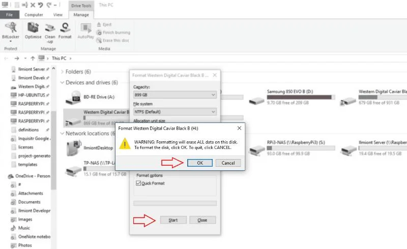 Come formattare un'unità di archiviazione in Windows 10